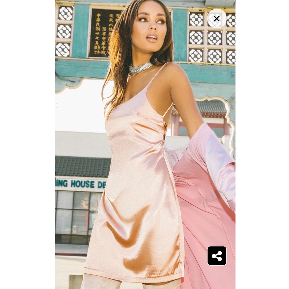 Pretty Little Thing Nude Tie Back Silky Slip Dress
